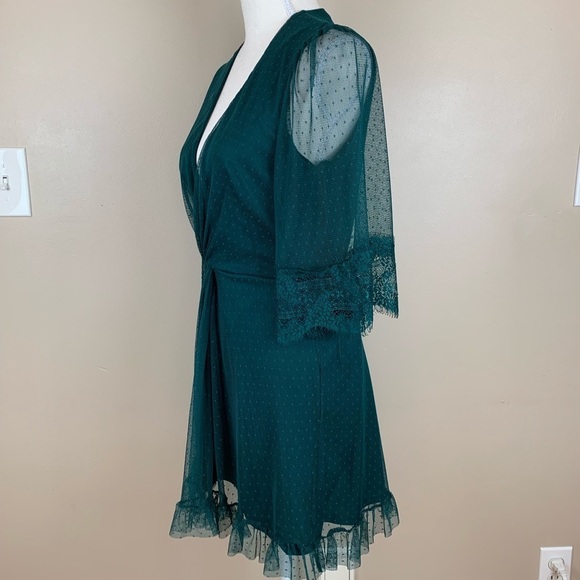 ASOS Green Mini Skater Dress with Lace. Size 6. - Picture 4 of 8